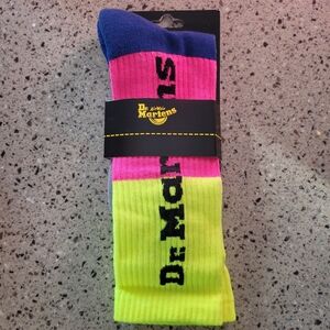 Dr Martens Adult Size S/M 3-8 Vertical Logo Pop Color Block Cotton Blend Socks
